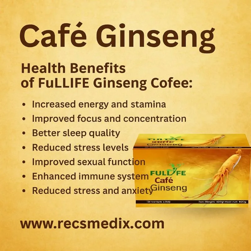 Ginseng Coffee (20 Sachs) - For Energy, Focus, And Well-Being - Recs-Medix Fullife ginseng coffee - boost energy, focus, and vitality naturally