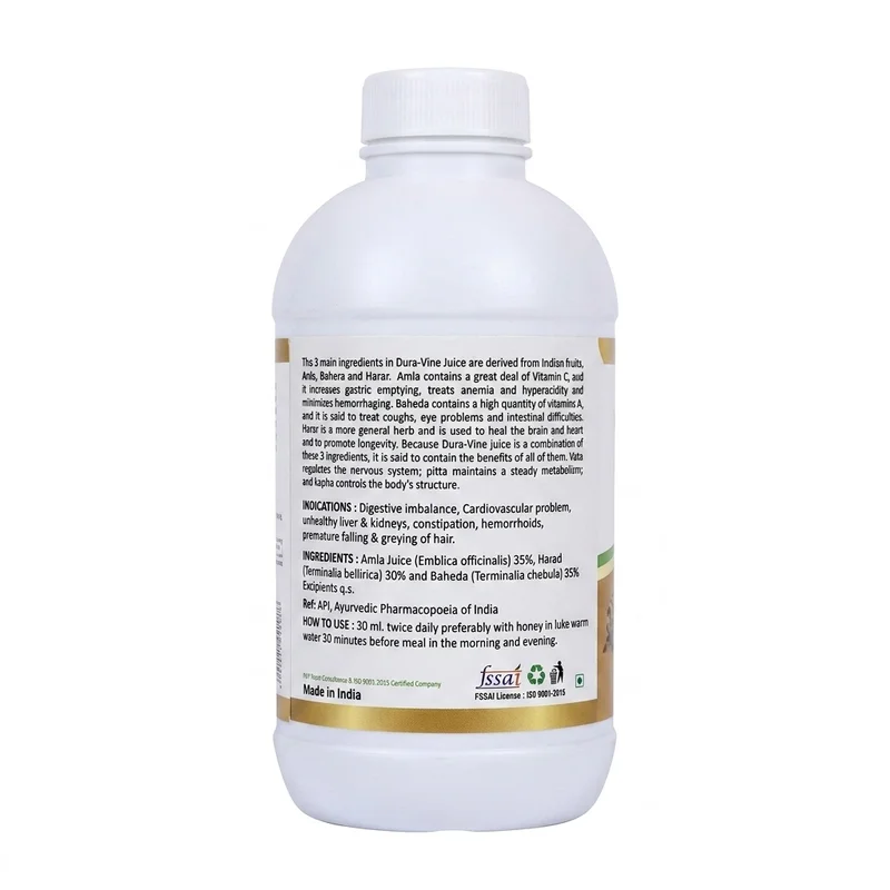 Everhealthy Dura Vine Juice — Ayurvedic Digestive Support — Amla, Harad &Amp; Baheda — 500Ml - Recs-Medix Everhealthy dura vine juice 500ml ingredients and usage instructions