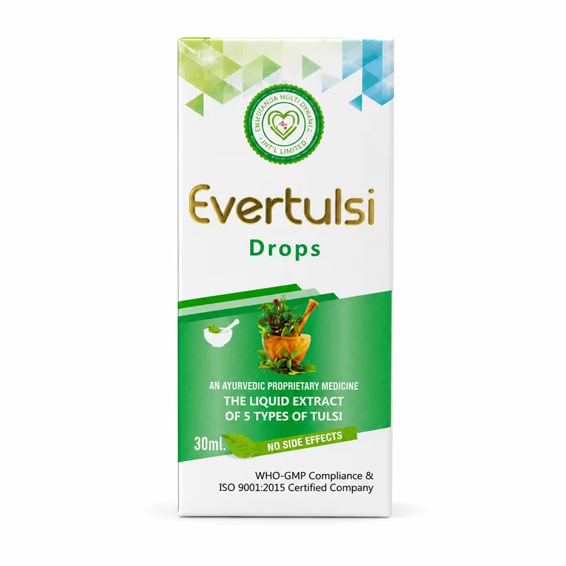 Everhealthy Evertulsi Drops – Tulsi Extract For Cough &Amp; Respiratory Support – 30Ml - Recs-Medix Everhealthy evertulsi drops 30ml front carton packaging