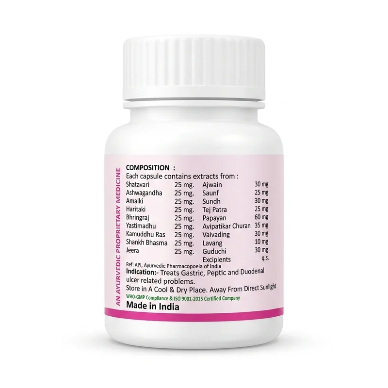 Everhealthy Pepto Rest Capsules – Gastric &Amp; Peptic Ulcer Relief – 1–2 Caps Twice Daily – 60 Capsules - Recs-Medix Everhealthy pepto rest capsules full ingredient composition label