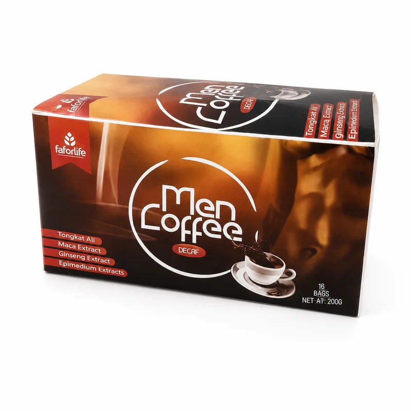 Faforlife Men Coffee Decaf – Male Vitality Support – 16 Sachets - Recs-Medix Faforlife men coffee decaf 16 sachets front packaging