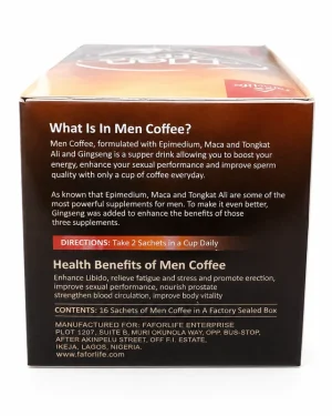 FaforLife Men Coffee Decaf directions and health benefits box
