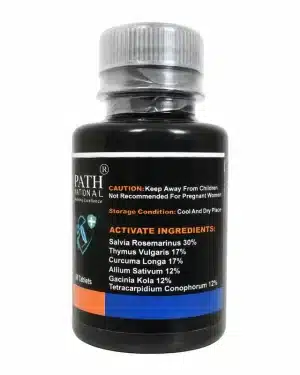 Milnapath Detox Plus bottle showing active ingredient percentages, pregnancy caution and cool, dry storage instructions