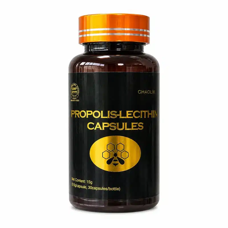 Norland Propolis-Lecithin Capsules – Anti-Fatigue Support – 500Mg – 30 &Amp; 60 Caps - Recs-Medix Front view of norland propolis-lecithin capsules 500mg bottle containing 30 capsules