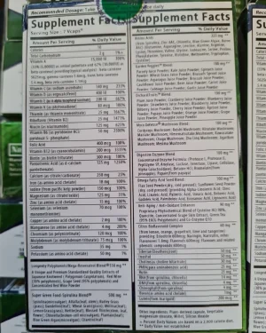 Alliance C24/7 Natura-Ceutical supplement facts label and ingredients panel