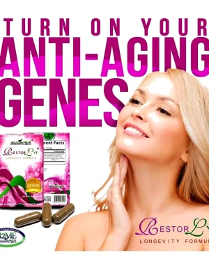 Alliance RestorLyf Longevity Formula lifestyle image showing product box and capsules