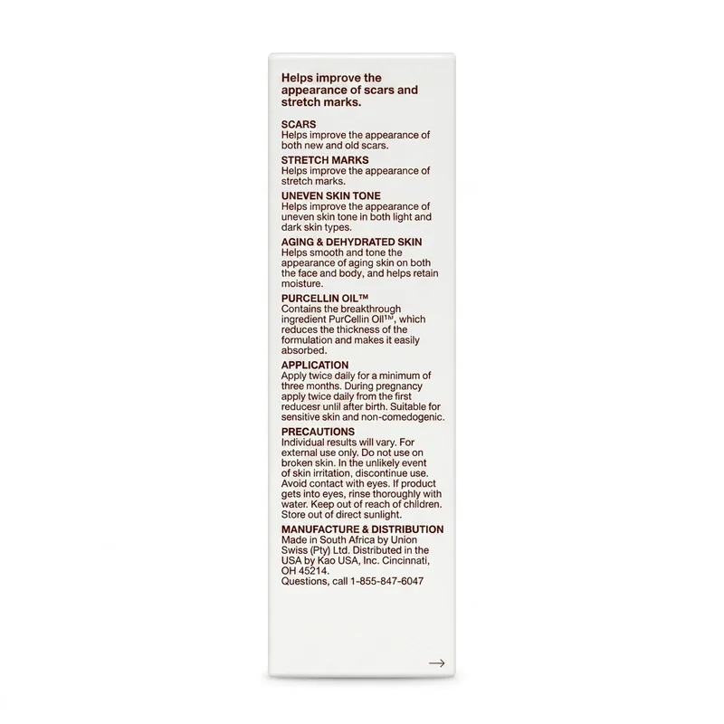 Bio-Oil Skincare Oil (Original) – Scar, Stretch Mark &Amp; Skin Tone Care - Recs-Medix Bio-oil skincare oil carton side panel showing benefits, application directions and precautions for daily scar and stretch mark care.