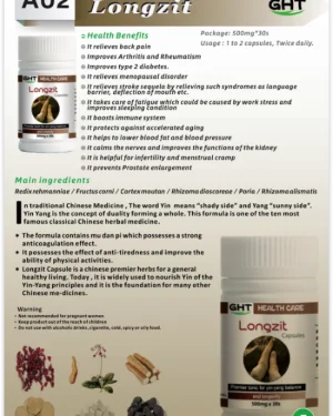 Longzit Capsule – Natural Herbal Remedy for Prostate, Arthritis, Diabetes, and Menopause Support