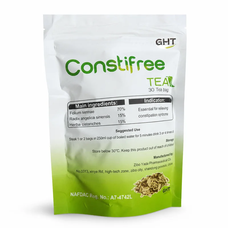 Ght Constifree Tea – Herbal Bowel Regularity Support – 30 Tea Bags - Recs-Medix Ght constifree tea 30 tea bags front label with nafdac a7-4742l