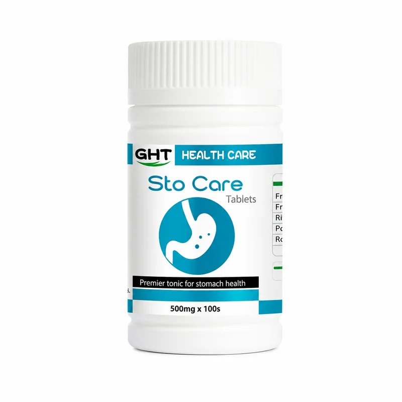 Ght Sto Care Tablets – Stomach &Amp; Digestive Support – 500Mg – 100 Tablets - Recs-Medix Ght sto care tablets 500mg herbal stomach support supplement in a white and blue bottle with a stomach icon, for everyday digestive comfort