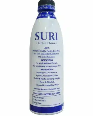 Maxsuri Global Suri Herbal Drinks 500ml ingredients and usage directions label