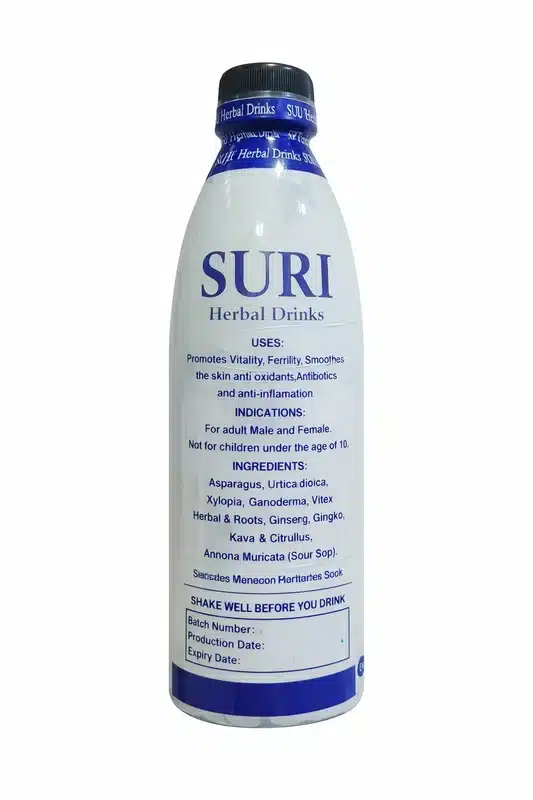 Maxsuri Global Suri Herbal Drinks – Body Balance &Amp; Vitality Support – 500Ml – 1 Bottle - Recs-Medix Maxsuri global suri herbal drinks 500ml ingredients and usage directions label