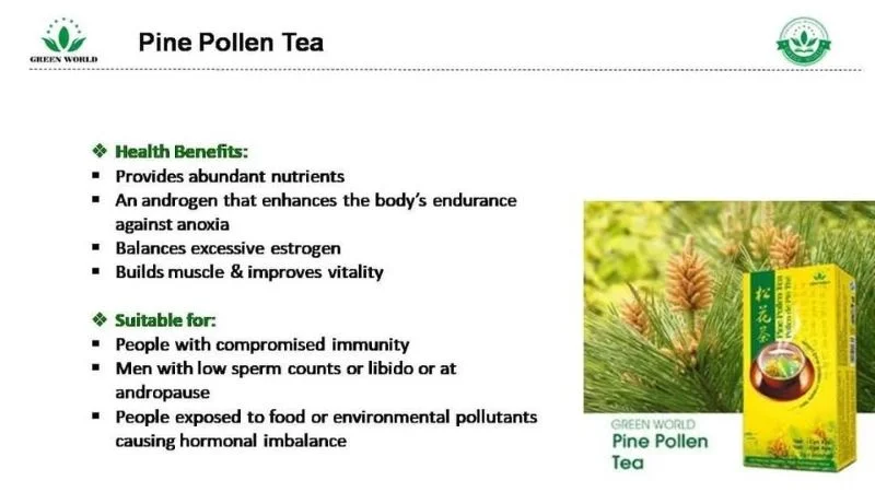Green World Pine Pollen Tea – Digestive Support – 2G – 20 Sachets - Recs-Medix Green world pine pollen tea – superfood herbal tea for vitality and immune support