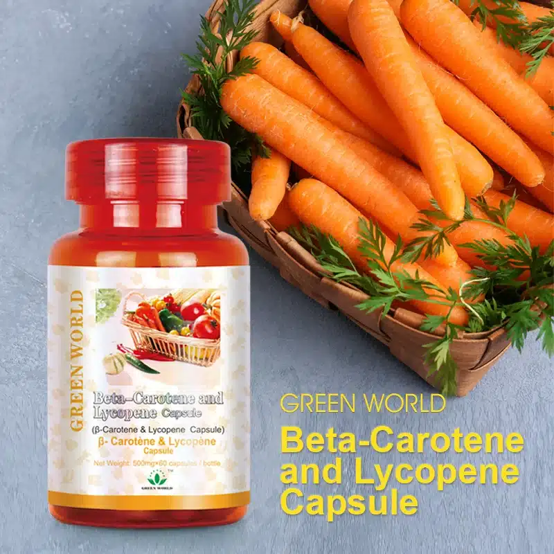 Green World Beta-Carotene &Amp; Lycopene – Eye &Amp; Skin Support – 500Mg – 60 Capsules - Recs-Medix Green world beta-carotene & lycopene capsule 500mg 60 capsules for eye (vision) and antioxidant support