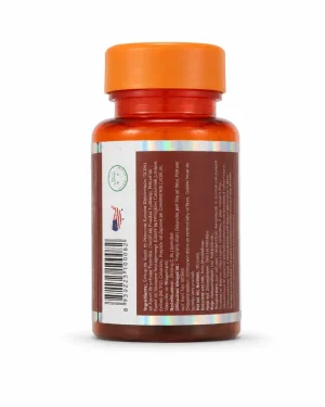Green World Brain Care Capsule side label with barcode on amber bottle, 350mg brain support supplement for adult wellness.