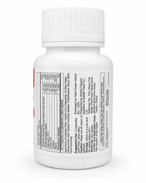 Green World Super CoQ-10 Capsule supplement facts panel listing Coenzyme Q10, astragalus and salvia ingredients.