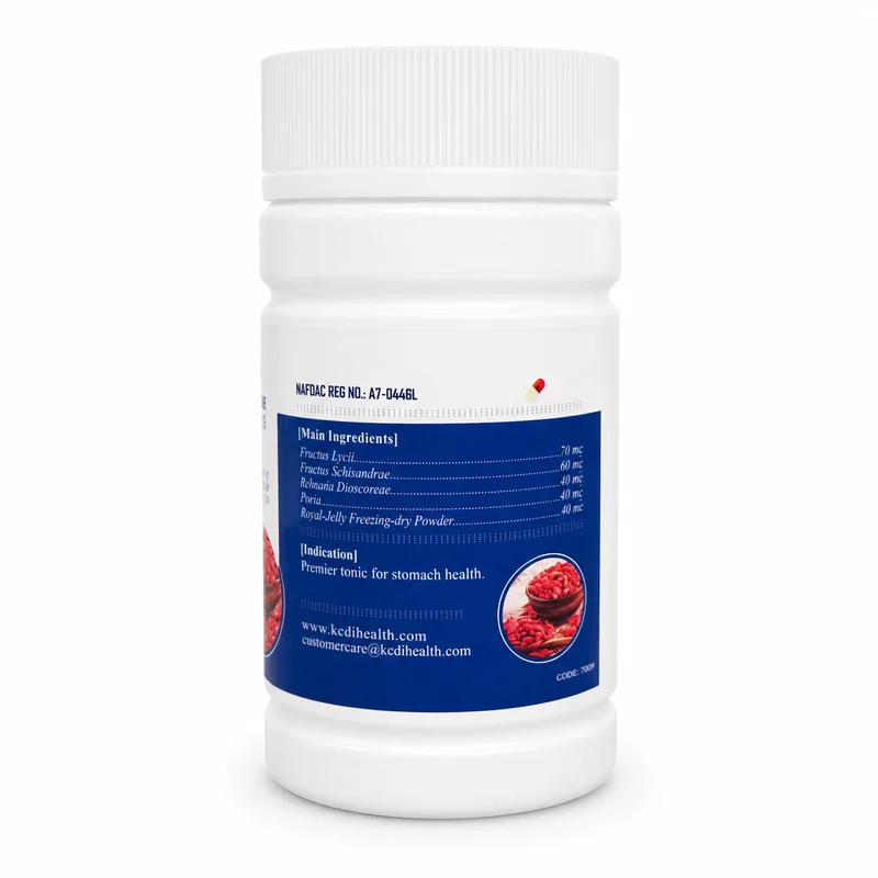 Kedi Gastrifort Capsule – Digestive Comfort Support – 250Mg – 90 Capsules - Recs-Medix Kedi gastrifort capsule back label showing main ingredients and nafdac reg no. A7-0446l, herbal stomach-wellness supplement.