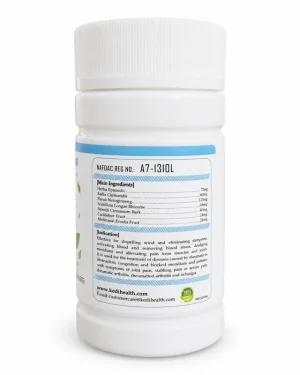 Back label of KEDI Jointeez Capsule showing NAFDAC number A7-1310L and the herbal ingredient list with amounts per capsule.