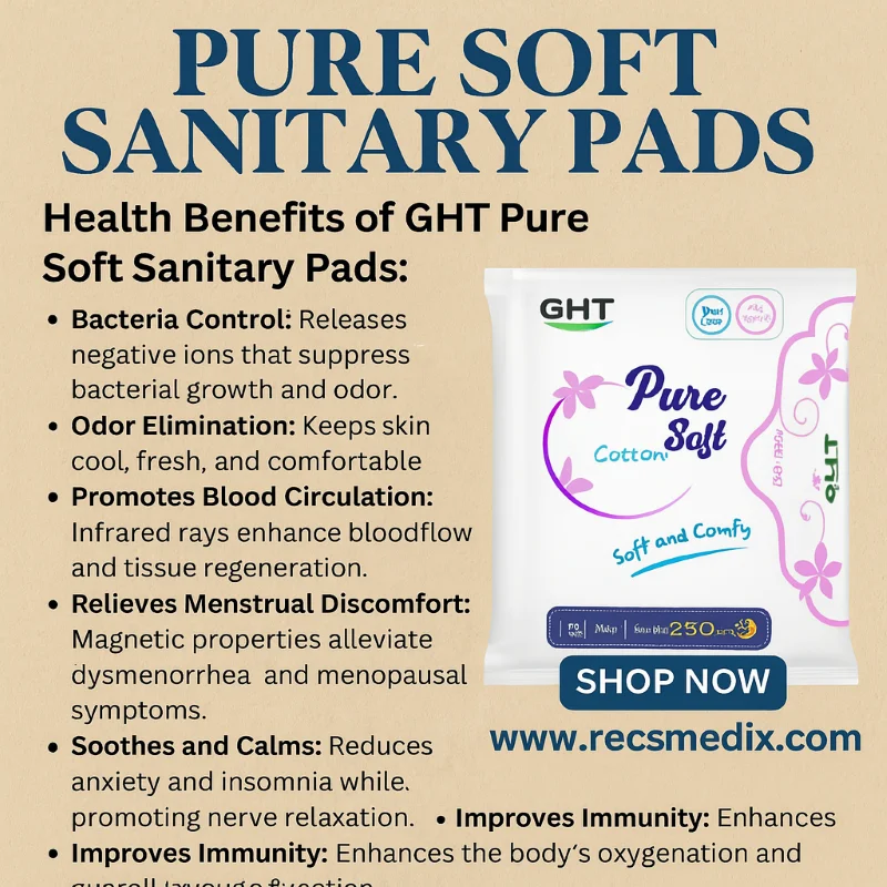 Ght Pure Soft Cotton Sanitary Pads – Antibacterial Day/Night Protection – 280Mm – 10 Pads - Recs-Medix Ght pure soft sanitary pads – anti-bacterial, odor-free, and comfortable protection