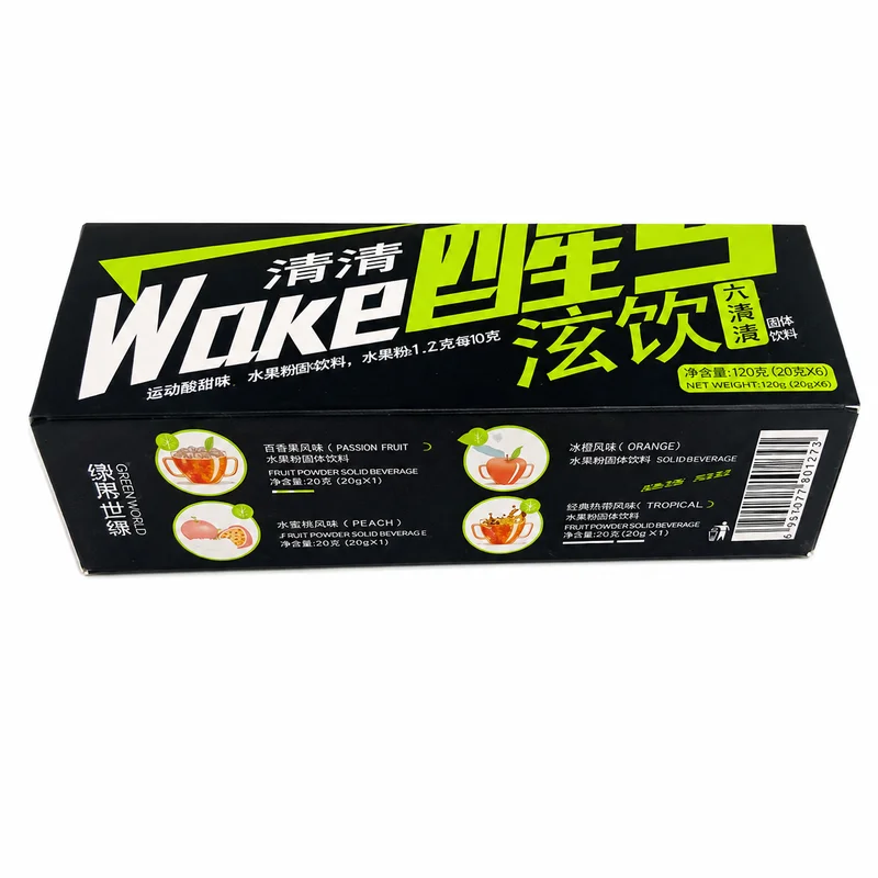Green World Wake Jqq Drink – Liver Support – 6 Sachets - Recs-Medix Front view of green world wake jqq drink box showing black and green herbal liver support packaging