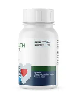 HealthGarde DiaGarde supplement facts panel showing Red Leaf Vine Extract 620mg and Cinnamon Extract 113mg per capsule