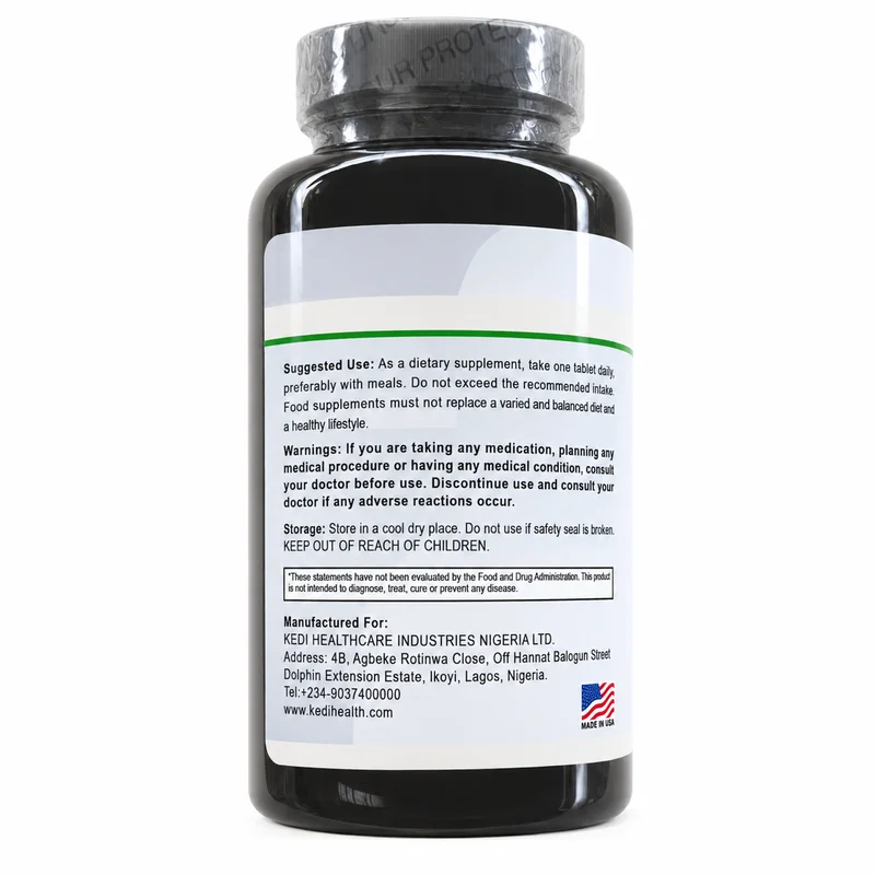 Vitanature Vitagent Men'S Multivitamin – Energy Support – 60 Tablets - Recs-Medix Vitagent back label showing suggested use of one tablet daily with meals, storage advice and kedi healthcare manufacturer details.