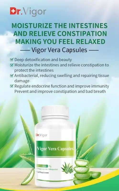 Dr Vigor Vera Capsules – Immune Support – 350Mg – 100 Capsules - Recs-Medix Vigor vera capsules – natural constipation relief and gut health support