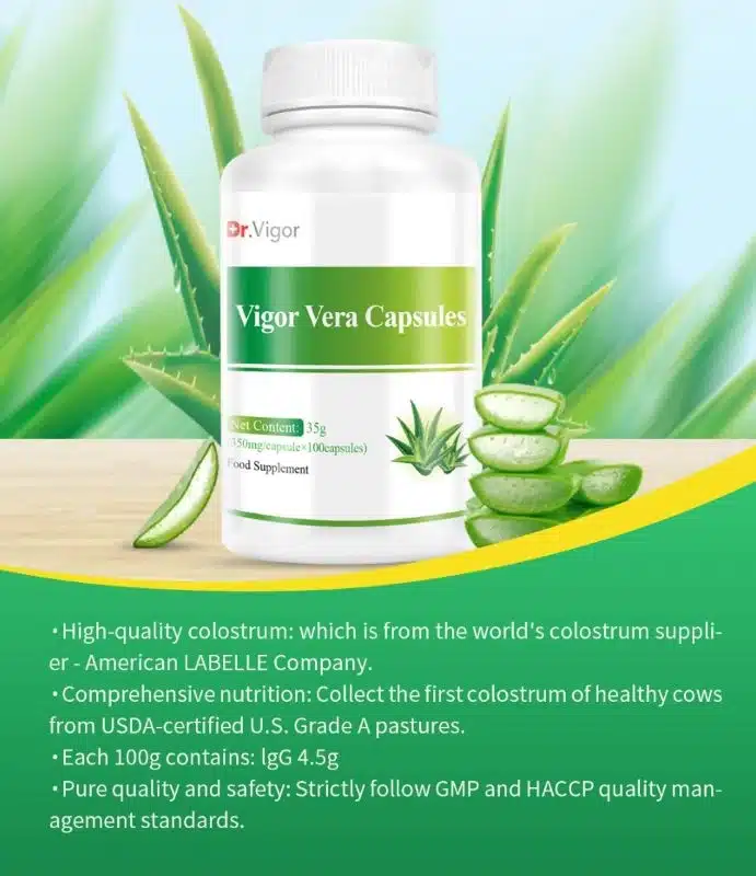 Dr Vigor Vera Capsules – Immune Support – 350Mg – 100 Capsules - Recs-Medix Vigor vera capsules – natural constipation relief and gut health support