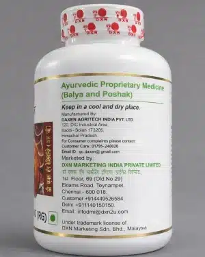 DXN Reishi Gano Capsule back label showing 270mg Ganoderma lucidum dosage one capsule three times daily