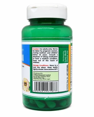 Side label of Lexi Bretall showing the adults-only caution, storage below 30°C, Lagos manufacturer details and NAFDAC registration number A7-5220L