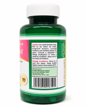 Conciemax-F caution panel stating adult females only, not for pregnant or nursing women, with storage instructions below 30°C.