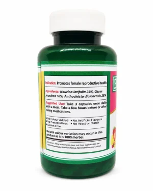 Conciemax-F side view label listing Nauclea latifolia 25%, Cissus populnea 50% and Anthocleista djalonensis 25% with suggested use.