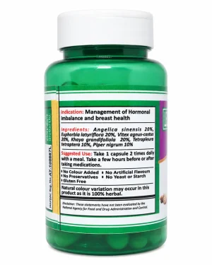Side label of Lexi Femarite listing its herbal ingredients and directions for use.