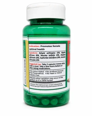 Back view of Lexi Pretox bottle showing the indication, botanical ingredients, suggested use and gluten-free label information.