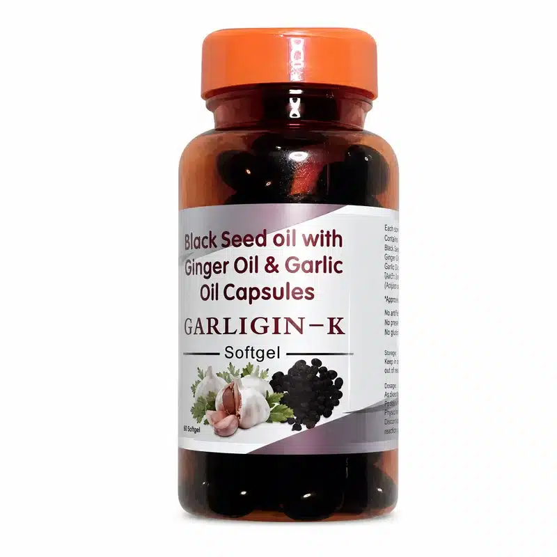 Edible Herbs Garligin-K — Black Seed Oil With Garlic &Amp; Ginger Oil — Immune &Amp; Heart Support — 60 Softgels - Recs-Medix Edible herbs garligin-k black seed oil softgels 60 capsules