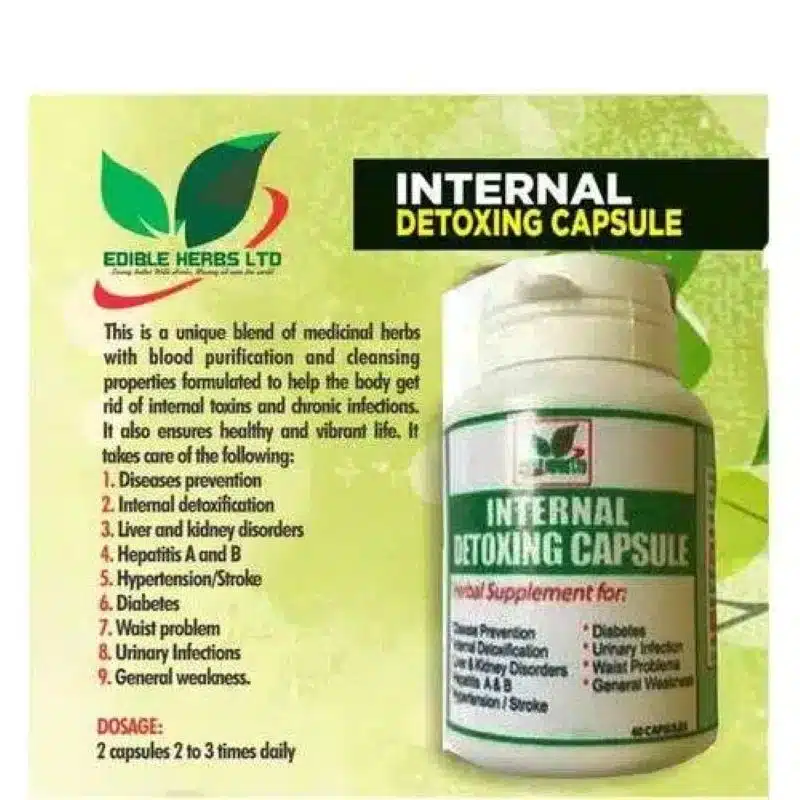 Edible Herbs Internal Detoxing Capsule – Herbal Detox &Amp; Liver Support – 2 Capsules Daily – 40 Capsules - Recs-Medix Internal detoxing capsule – herbal body cleanser and immunity booster