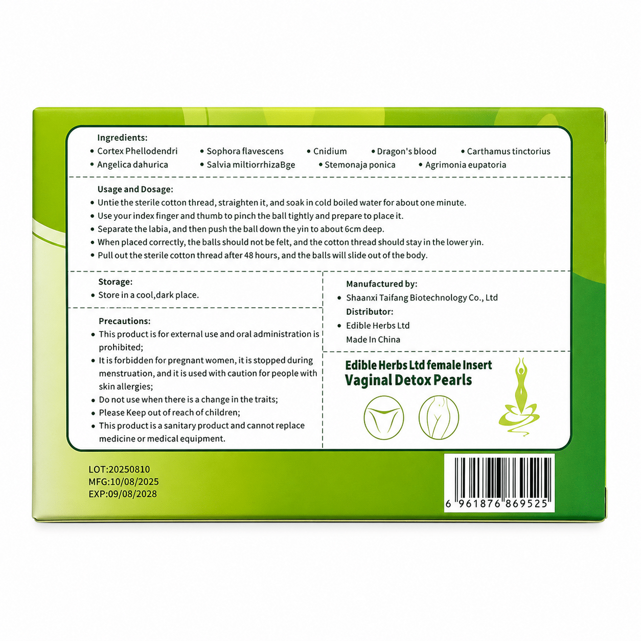 Edible Herbs Vadetox Vaginal Detox Pearls – Herbal Feminine Hygiene Support – 6 Pearls - Recs-Medix Edible herbs vadetox vaginal detox pearls back label ingredients and directions