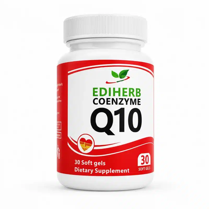 Ediherb Coenzyme Q10 – Heart &Amp; Energy Support – 45Mg – 30 Soft Gels - Recs-Medix Ediherb coenzyme q10 45mg softgel supplement bottle - 30 softgels