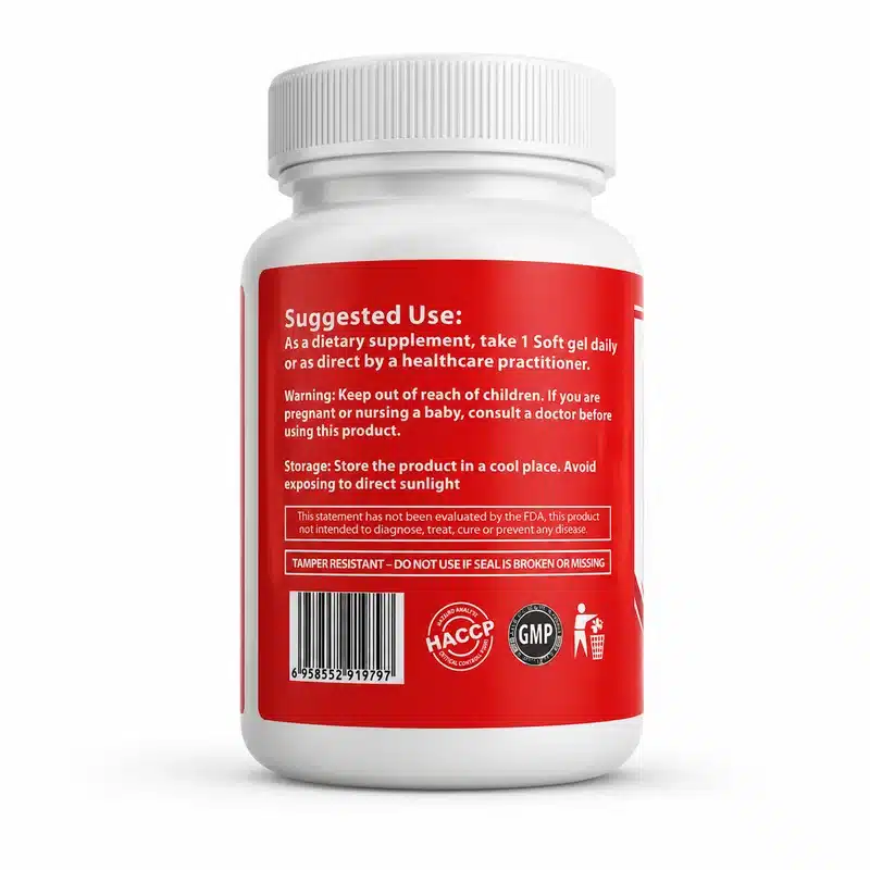 Ediherb Coenzyme Q10 – Heart &Amp; Energy Support – 45Mg – 30 Soft Gels - Recs-Medix Ediherb coenzyme q10 back label showing suggested use warnings storage and certifications