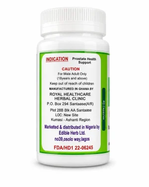 Ediherb Pros bottle showing indication prostate health support and manufacturer details