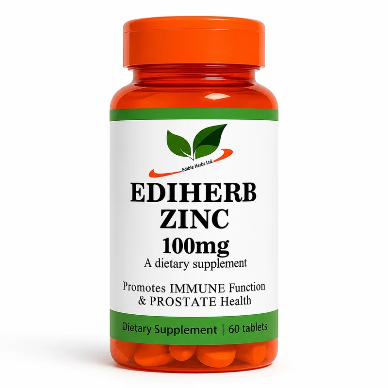 Ediherb Zinc – Immune &Amp; Prostate Support Supplement – 100Mg – 60 Tablets - Recs-Medix Ediherb zinc 100mg immune and prostate support supplement bottle 60 tablets front view