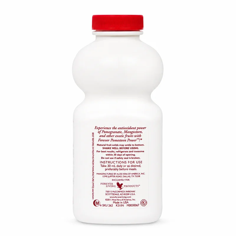 Forever Pomesteen Power – Antioxidant &Amp; Immune Support – 500 Ml - Recs-Medix Forever pomesteen power 500 ml back label instructions