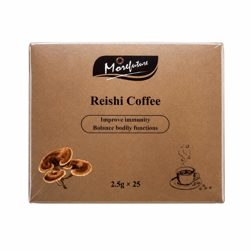Morefuture Reishi Coffee – Ganoderma Wellness Coffee – 2.5G × 25 Sachets - Recs-Medix Morefuture reishi coffee 2. 5g x 25 sachets ganoderma mushroom coffee front packaging for immune wellness and body balance