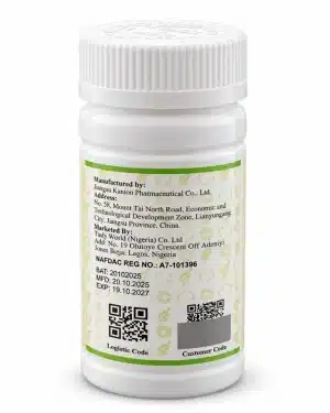 Kasly Milk Calcium Tablet back label showing manufacturer, Nigerian marketer, NAFDAC number and batch dates.