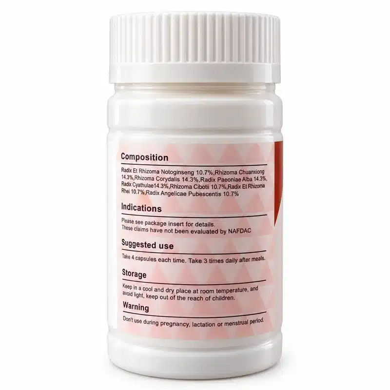 Kasly Tongbi Capsule – Herbal Joint &Amp; Mobility Support – 420Mg – 60 Capsules - Recs-Medix Kasly tongbi capsule back label showing eight-herb composition, suggested use of 4 capsules three times daily after meals, storage instructions, and pregnancy warning.
