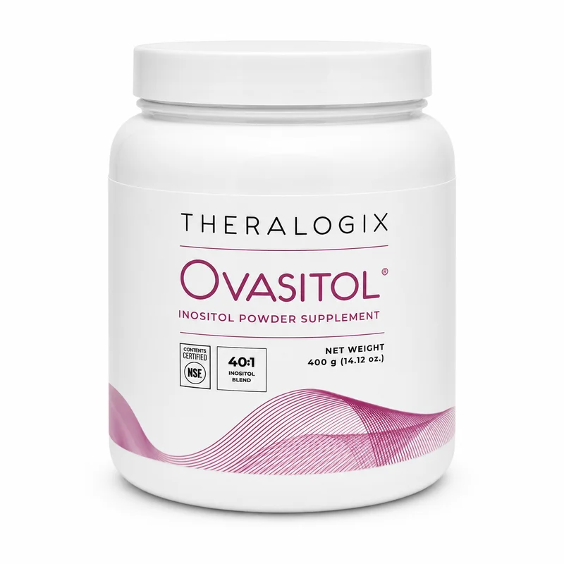 Theralogix Ovasitol Inositol Powder – Fertility Support – 40:1 Blend – 400G, 180 Servings - Recs-Medix Theralogix ovasitol inositol powder 400g canister with 40:1 myo-inositol and d-chiro-inositol blend for fertility support.