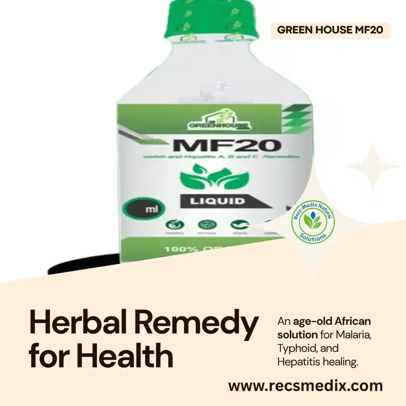 De Greenhouse Mf20 Liquid – Herbal Immune &Amp; Vitality Support – 500Ml - Recs-Medix Green house mf20 liquid - herbal remedy for malaria, typhoid, and hepatitis