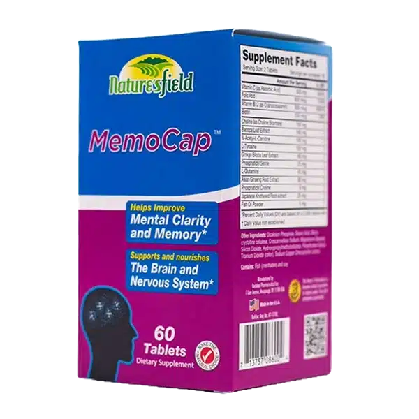 Nature’sfield Memocap - Brain Booster For Memory, Focus &Amp; Mental Clarity (60 Tabs) - Recs-Medix Nature’sfield memocap