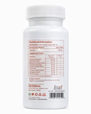 Gluco Pro herbal capsules for Type 2 diabetes and prediabetes blood sugar support – front bottle label