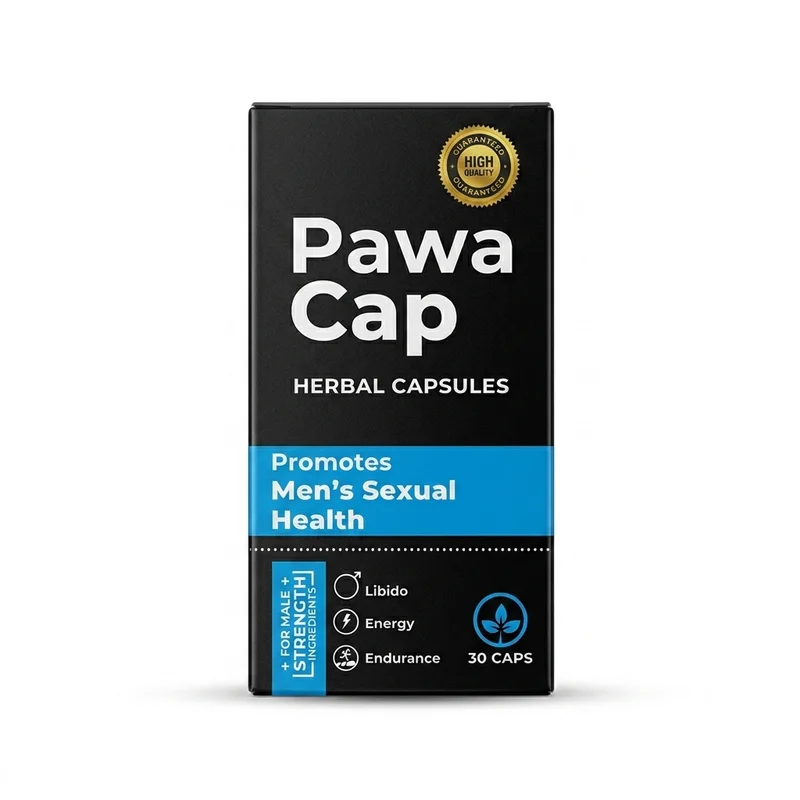 Kayfahd Pawacap &Amp; Twinx Herbal Combo – 50 Capsules - Recs-Medix Front view of pawacap herbal capsules 30-count pack with libido, energy and endurance information on a white background